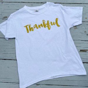Girls Boutique Thankful Glitter Holiday Thanksgiving  T Shirt
